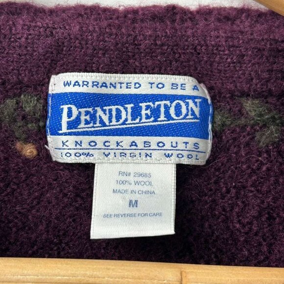 Vintage Pendleton Girls M 100% Wool Cardigan Sweater Embroidered Floral - Picture 10 of 16